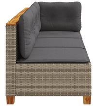 Gartensofa mit Kissen 3-Sitzer Grau Poly Rattan