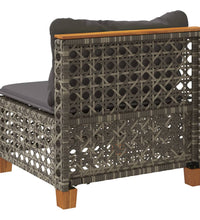 Gartensofa ohne Armlehnen mit Kissen Grau Poly Rattan