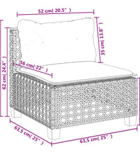 Gartensofa ohne Armlehnen mit Kissen Grau Poly Rattan