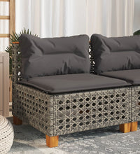 Gartensofa ohne Armlehnen mit Kissen Grau Poly Rattan