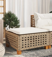 Gartenhocker mit Kissen Beige 63,5x56x32 cm Poly Rattan