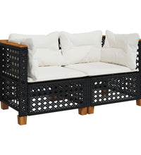 Garten-Ecksofas mit Kissen 2 Stk. Schwarz Poly Rattan