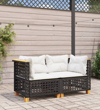 Garten-Ecksofas mit Kissen 2 Stk. Schwarz Poly Rattan