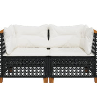 Garten-Ecksofas mit Kissen 2 Stk. Schwarz Poly Rattan