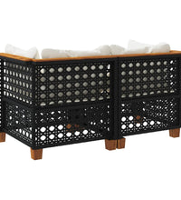 Garten-Ecksofas mit Kissen 2 Stk. Schwarz Poly Rattan