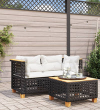 Garten-Ecksofas mit Kissen 2 Stk. Schwarz Poly Rattan