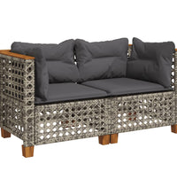 Garten-Ecksofas mit Kissen 2 Stk. Grau Poly Rattan