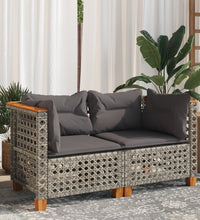 Garten-Ecksofas mit Kissen 2 Stk. Grau Poly Rattan