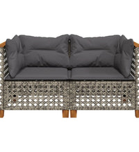 Garten-Ecksofas mit Kissen 2 Stk. Grau Poly Rattan