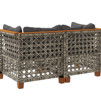 Garten-Ecksofas mit Kissen 2 Stk. Grau Poly Rattan