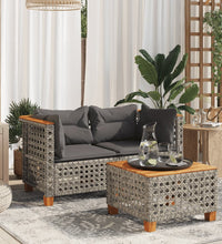 Garten-Ecksofas mit Kissen 2 Stk. Grau Poly Rattan