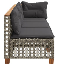 Gartensofa mit Kissen 3-Sitzer Grau Poly Rattan