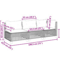 Gartensofa mit Kissen 3-Sitzer Grau Poly Rattan