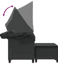 Gartensofa 2-Sitzer mit Dach und Hockern Schwarz Poly Rattan