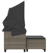 Gartensofa 2-Sitzer mit Dach und Hockern Grau Poly Rattan