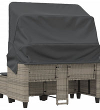 Gartensofa 2-Sitzer mit Dach und Hockern Grau Poly Rattan