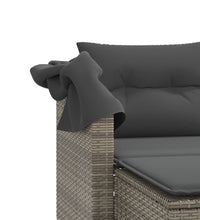 Gartensofa 2-Sitzer mit Dach und Hockern Grau Poly Rattan