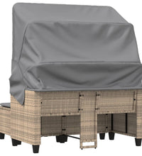 Gartensofa 2-Sitzer mit Dach und Hockern Beige Poly Rattan