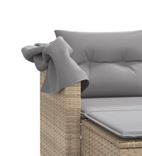 Gartensofa 2-Sitzer mit Dach und Hockern Beige Poly Rattan