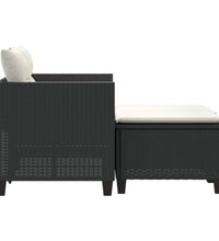 Gartensofa 2-Sitzer mit Hockern Schwarz Poly Rattan