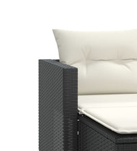 Gartensofa 2-Sitzer mit Hockern Schwarz Poly Rattan