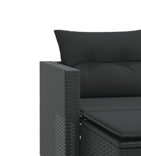 Gartensofa 2-Sitzer mit Hockern Schwarz Poly Rattan