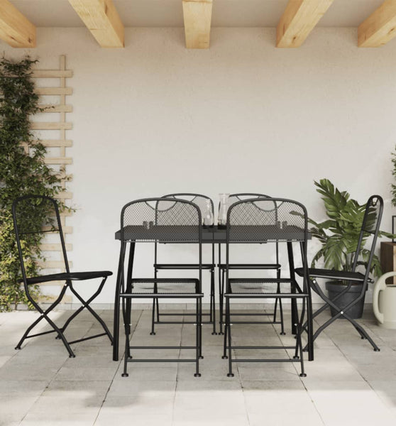 7-tlg. Garten-Essgruppe Anthrazit Streckgitter