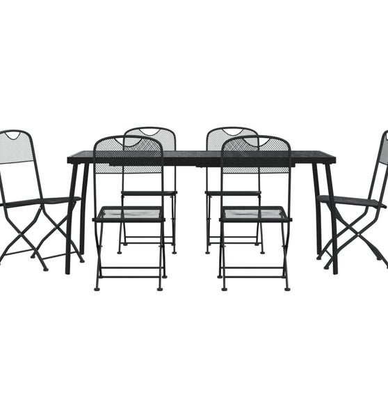 7-tlg. Garten-Essgruppe Anthrazit Streckgitter