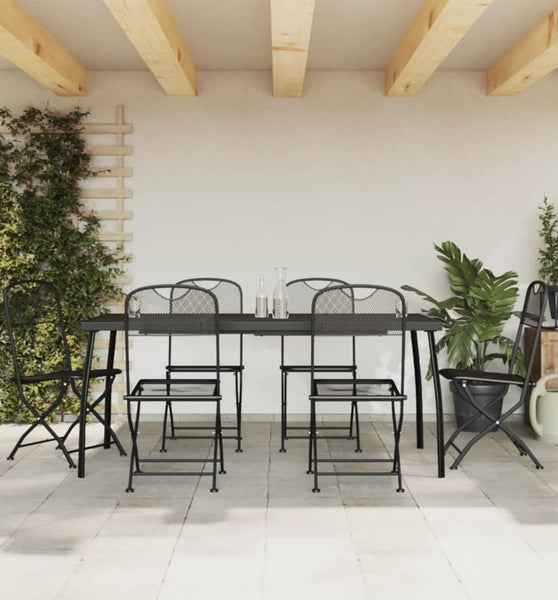 7-tlg. Garten-Essgruppe Anthrazit Streckgitter