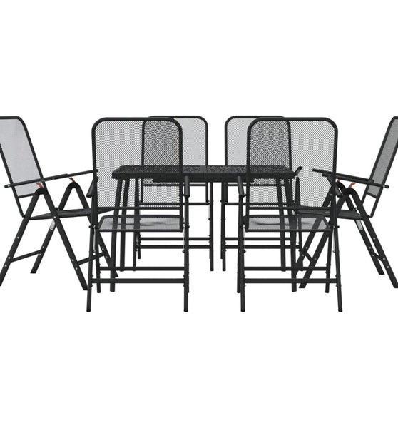 7-tlg. Garten-Essgruppe Anthrazit Streckgitter