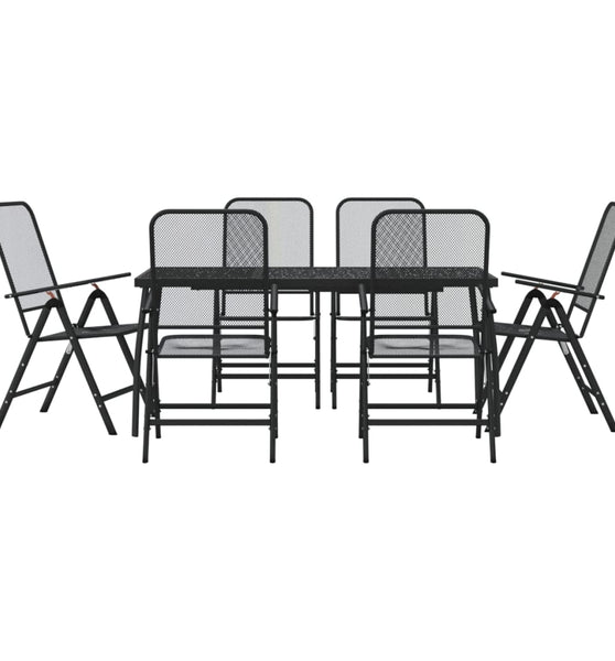 7-tlg. Garten-Essgruppe Anthrazit Streckgitter