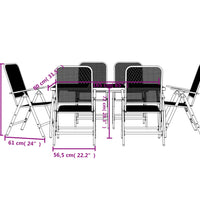 7-tlg. Garten-Essgruppe Anthrazit Streckgitter