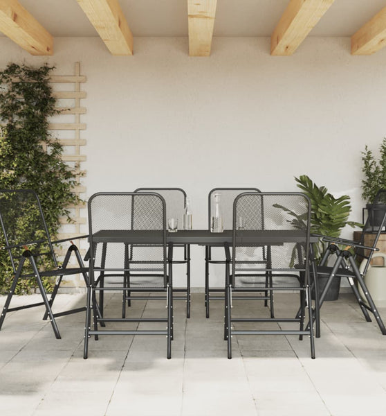 7-tlg. Garten-Essgruppe Anthrazit Streckgitter