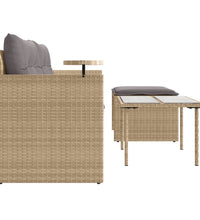 3-tlg. Garten-Sofagarnitur mit Kissen Beige Poly Rattan