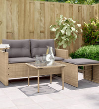 3-tlg. Garten-Sofagarnitur mit Kissen Beige Poly Rattan