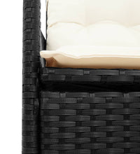 Gartensessel Verstellbar mit Kissen Schwarz Poly Rattan