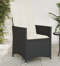 Gartensessel Verstellbar mit Kissen Schwarz Poly Rattan