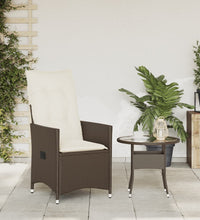 Gartensessel Verstellbar mit Kissen Braun Poly Rattan