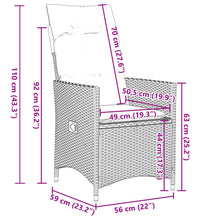 Gartensessel Verstellbar mit Kissen Braun Poly Rattan