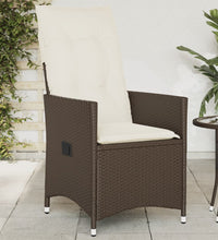 Gartensessel Verstellbar mit Kissen Braun Poly Rattan