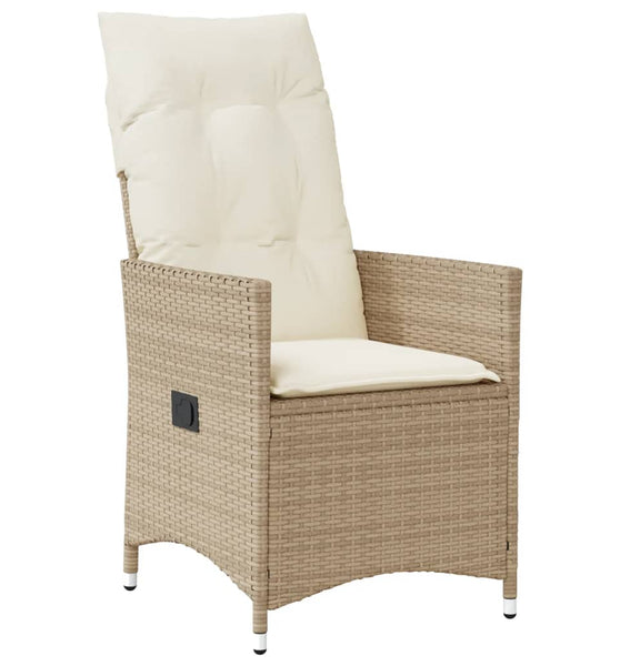 Gartensessel mit Kissen Verstellbar Beige Poly Rattan