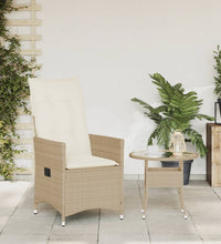 Gartensessel mit Kissen Verstellbar Beige Poly Rattan