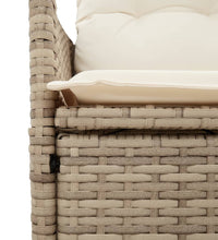 Gartensessel mit Kissen Verstellbar Beige Poly Rattan