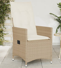 Gartensessel mit Kissen Verstellbar Beige Poly Rattan