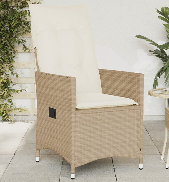 Gartensessel mit Kissen Verstellbar Beige Poly Rattan