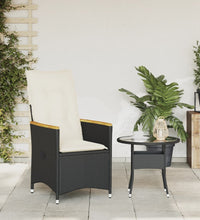 Gartensessel Verstellbar mit Kissen Schwarz Poly Rattan