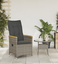 Gartensessel Verstellbar mit Kissen Grau Poly Rattan