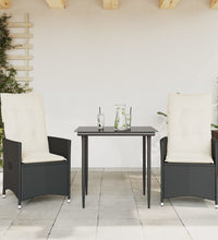 Gartensessel mit Kissen 2 Stk. Verstellbar Schwarz Poly Rattan