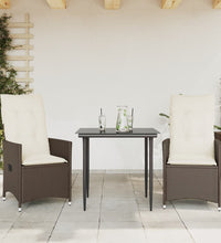 Gartensessel mit Kissen 2 Stk. Verstellbar Braun Poly Rattan