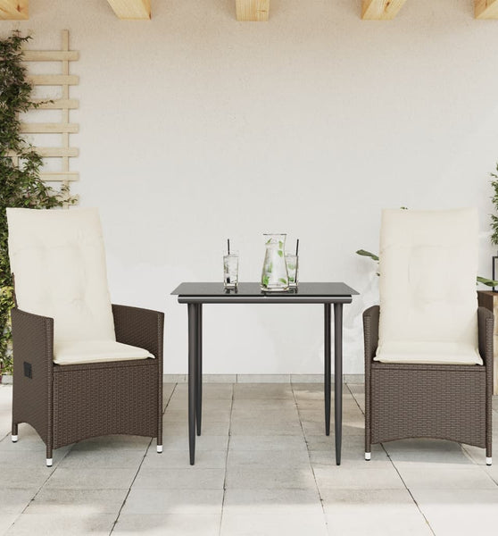 Gartensessel mit Kissen 2 Stk. Verstellbar Braun Poly Rattan